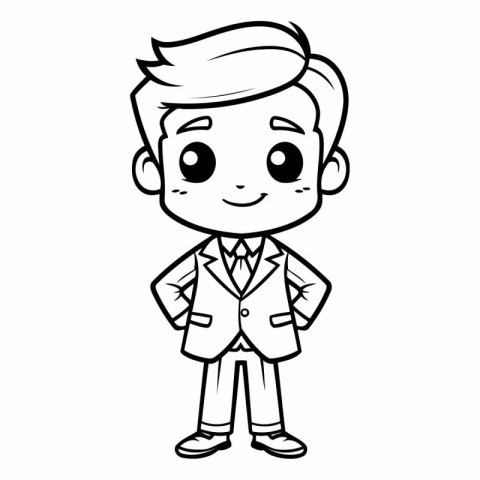 Coloring Book for Kids - Boy in Formal Wear Vector Illustration