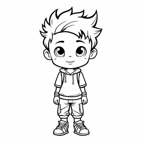 Cute Little Boy Cartoon Mascot Character Vector Illustration.