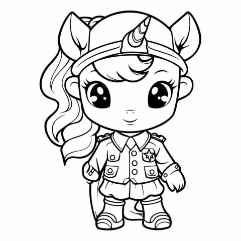 Coloring Page Outline of Cute Unicorn Fantasy Character for Colo