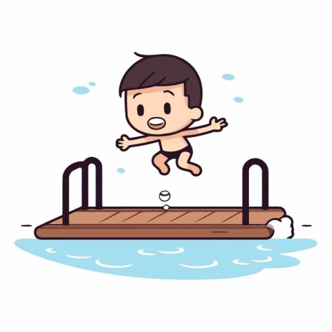 boy jumping out of the water on a jetty