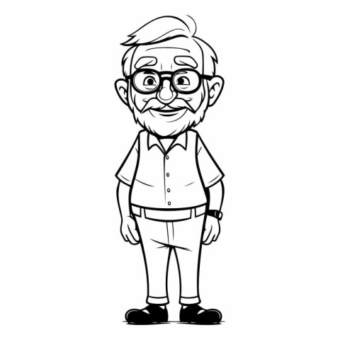 Cartoon old man with glasses of old man.