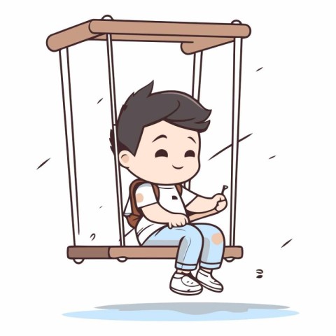 Boy sitting on swing of a boy sitting on swing.