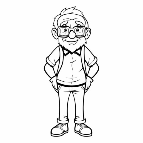 Hipster Man Cartoon Mascot Character Design Vector Illustration