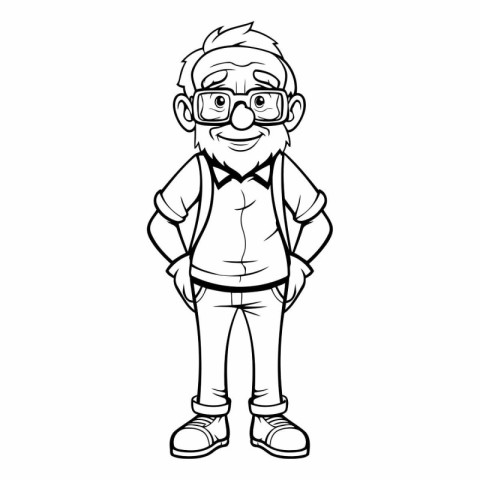 Hipster Man Cartoon Mascot Character Design Vector Illustration
