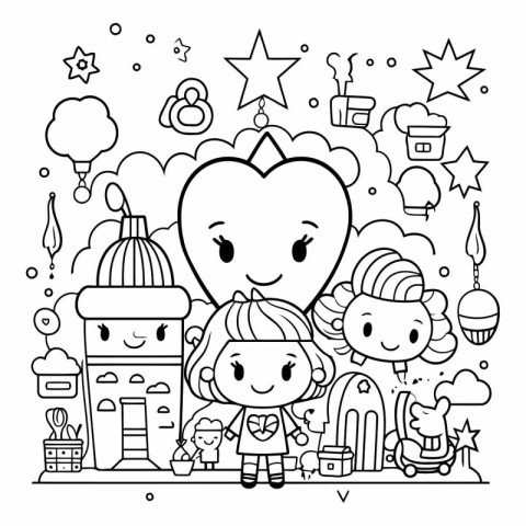 Vector set of doodle children's drawings. elements and objects