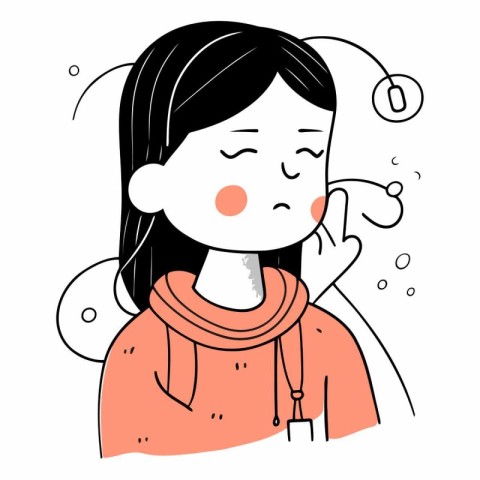 Illustration of a woman suffering from a cold.