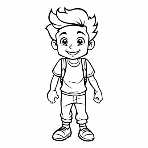 Coloring book for children: Boy with backpack.