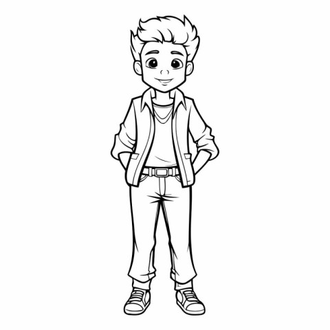 Vector illustration of a boy in casual clothes. Cartoon style. I