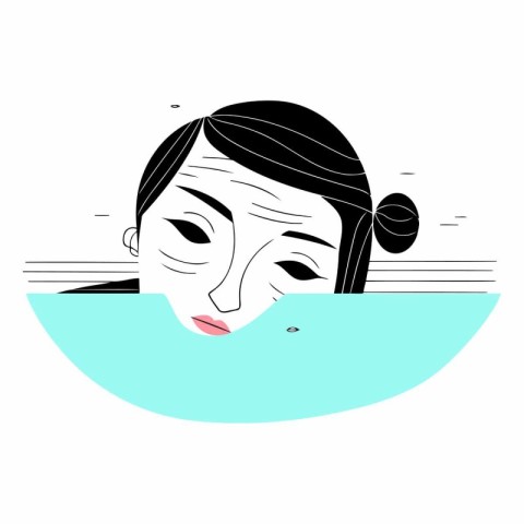 Vector illustration of a woman in a bathtub. Hand drawn style.