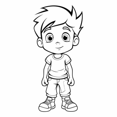 Cute Little Boy Cartoon Mascot Character Vector Illustration.