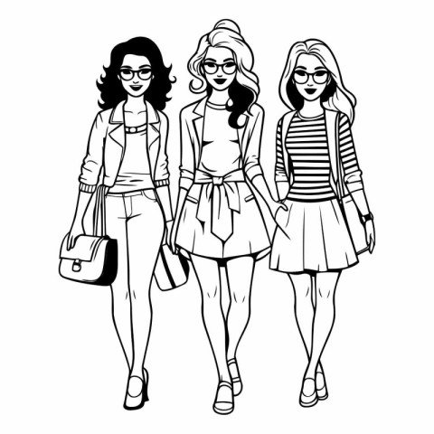 Fashion girls friends cartoon vector illustration graphic design