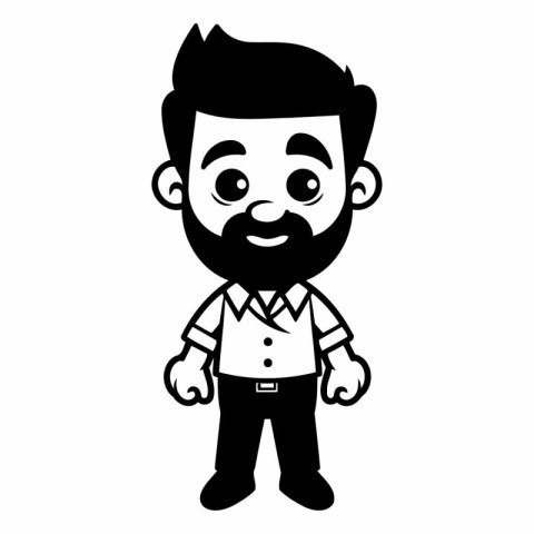 cute man with beard and mustache in uniform cartoon vector illus