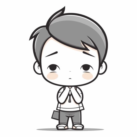 Boy thinking - Cute cartoon character vector illustration. Edita