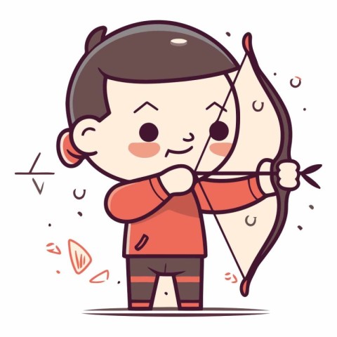 Cupid boy with bow and arrow. Cute cartoon vector illustration.