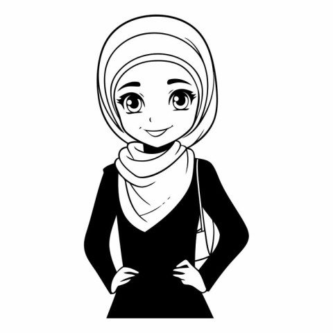 cute muslim woman wearing hijab avatar cartoon character vector