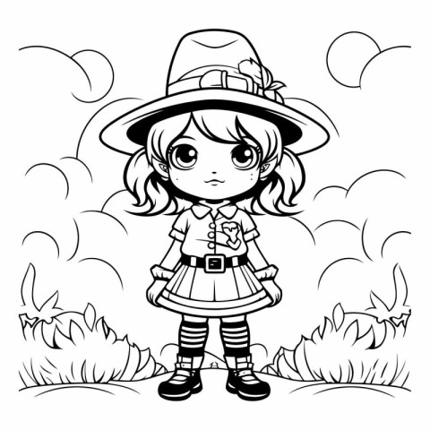 Coloring Page Outline Of a Cute Leprechaun Girl