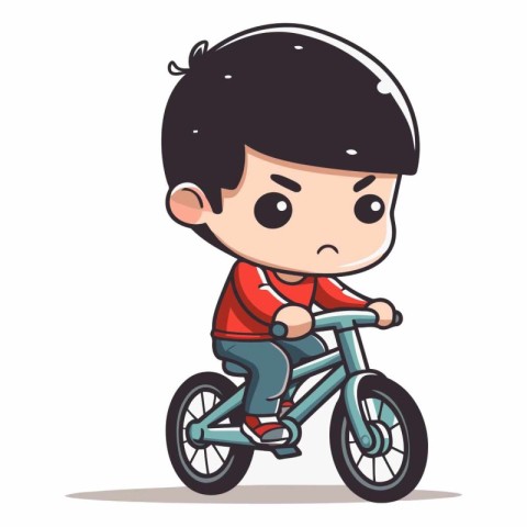 Boy Riding Bicycle - Cute Cartoon Vector IllustrationÃ¯Â»Â