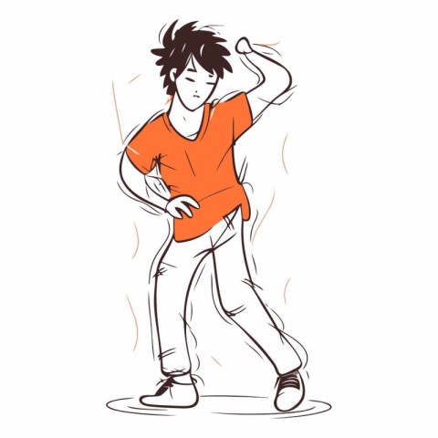 Vector illustration of a young man dancing. sketch for your desi