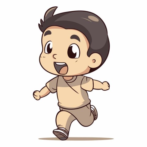 cute little boy running vector illustration isolated on a white