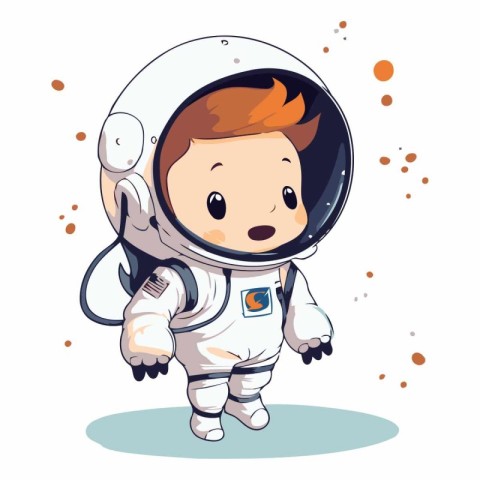 Vector illustration of a little boy wearing a space suit and smi