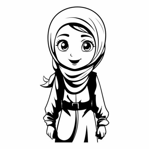 Arabic girl in hijab vector illustration. Isolated on white back