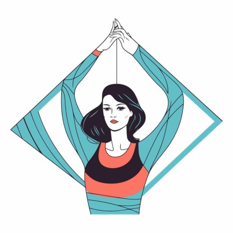 Vector illustration of a beautiful woman in a yoga pose. Yoga.