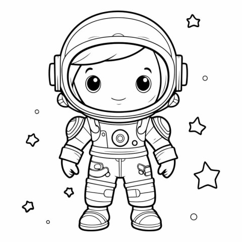 Coloring book for children: astronaut in space suit.