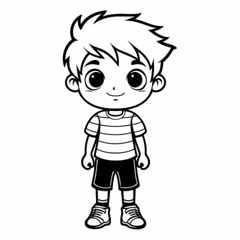 cute little boy with t-shirt and shorts vector illustration desi