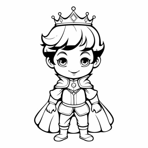 Cute boy with a crown and a bag of gifts.