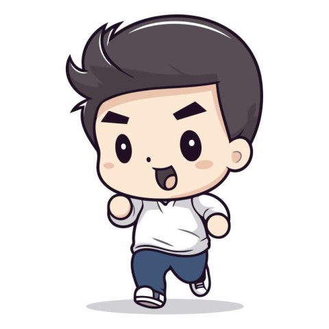 Surprised - Cute Cartoon Boy Mascot Vector Illustration