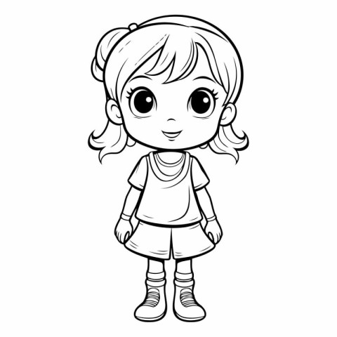 Cute little girl cartoon isolated on white background.