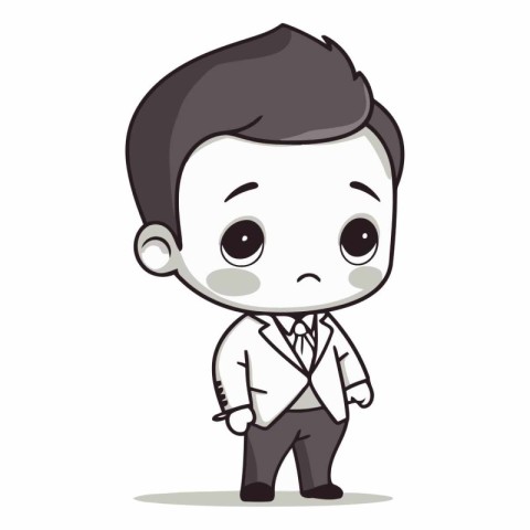 Boy Wearing Suit - Cute Cartoon Businessman Vector Illustration