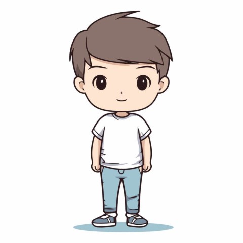 cute boy cartoon character vector illustration graphic design ve