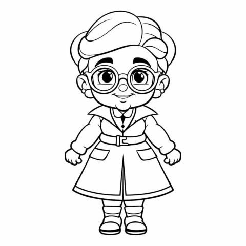 Coloring Page Outline Of Cartoon Cute Little Boy Vector Illustra