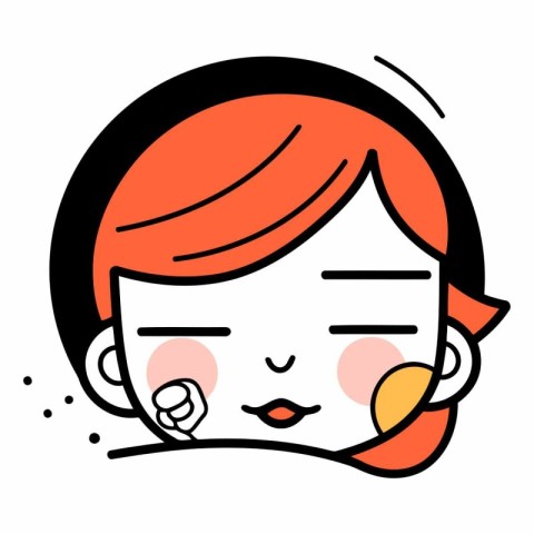 Vector illustration of a cute girl with closed eyes and red hair