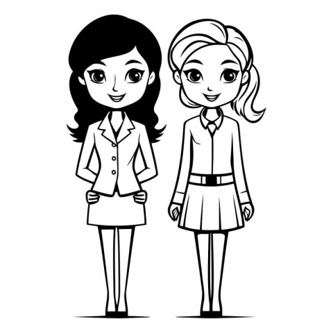 businesswoman and businesswoman cartoon on white background vect