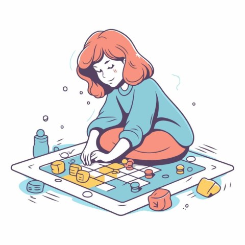 Young woman playing board games of a girl playing board games.