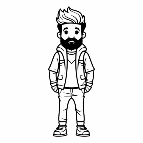 young man with beard and casual clothes vector illustration grap