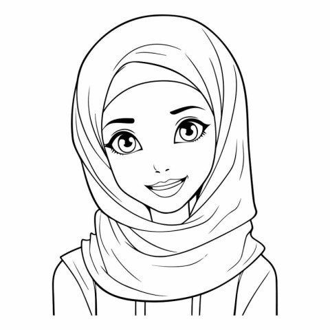 Beautiful muslim woman in hijab. Black and white.