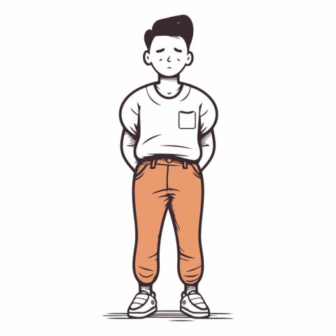 Vector illustration of a teenage boy in casual clothes on white