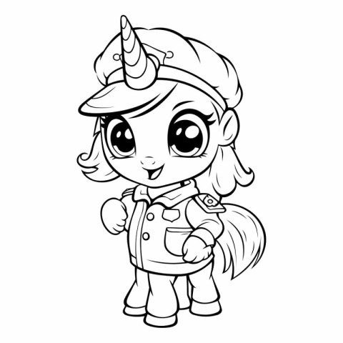 Coloring Page Outline Of a Cute Cartoon Unicorn Fantasy Characte