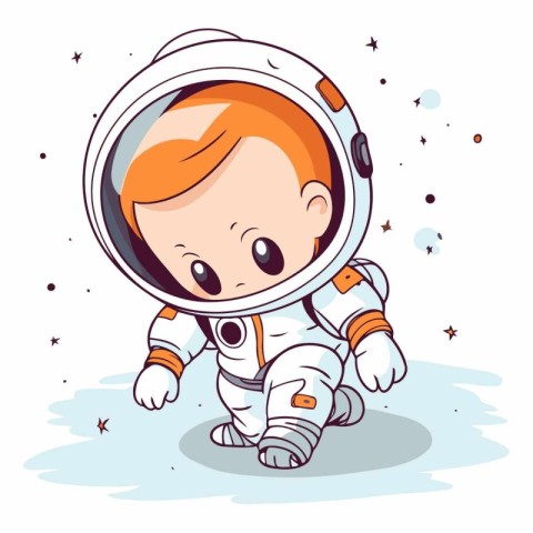 Cute little boy in astronaut suit of a cartoon astronaut.