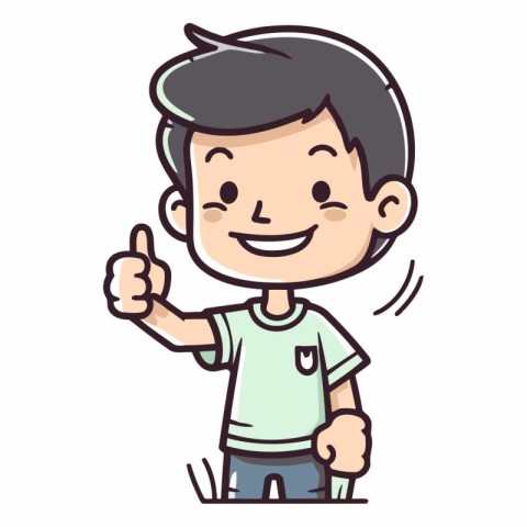 Boy Showing Thumbs Up Gesture.