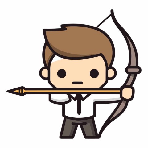 Businessman Cupid - Archery Cartoon Character Vector Illustratio