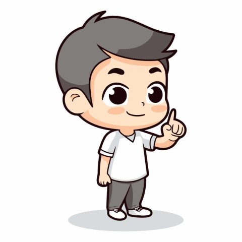 Boy Pointing Finger - Cute Cartoon Vector IllustrationÃ¯Â»Â