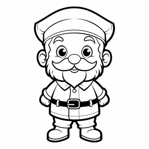 Black and White Cartoon Illustration of Funny Santa Claus Mascot