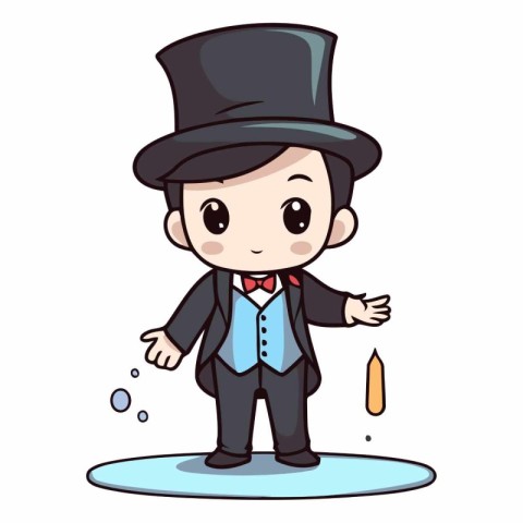 Magician Boy - Cute Cartoon Vector IllustrationÃ¯Â»Â¿