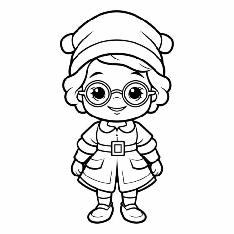 Cute Cartoon Christmas Elf Character for Coloring Book