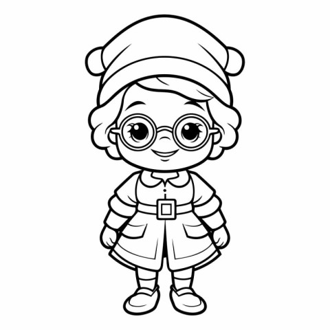 Cute Cartoon Christmas Elf Character for Coloring Book