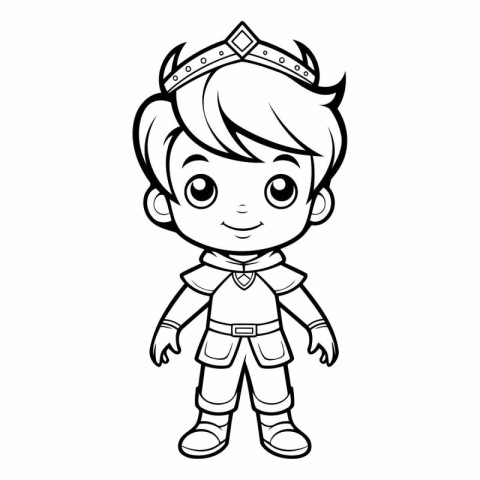 Coloring Page Outline Of Kid Boy Fantasy Character Vector Illust